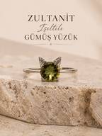 925 Ayar Gümüş Zultanit Işıltılı Kedi Yüzük | Sevgiliye Anneye Hediye | Renk Değiştiren Sultan Taşı