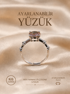 Zultanit Işıltılı Renk Değiştiren 925 Ayar Gümüş Yüzük - Ayarlanabilir Pırlanta Kesim Premium Tasarım - Anneye Sevgiliye Hediye Yüzük